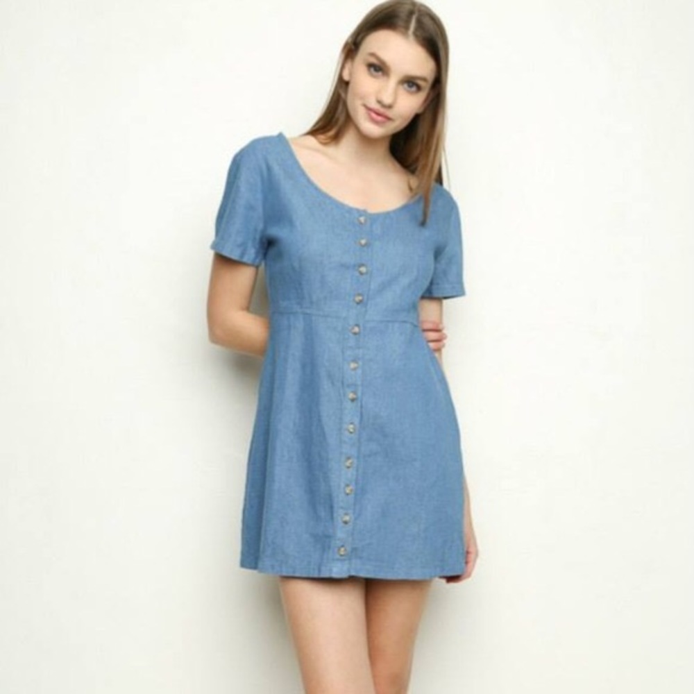 Brandy Renee Denim Buttoned Mini Dress